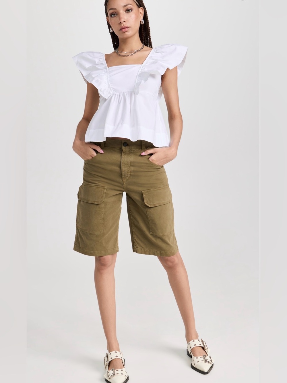 Cotton Poplin Ruffle Blouse - Picture 4 of 8